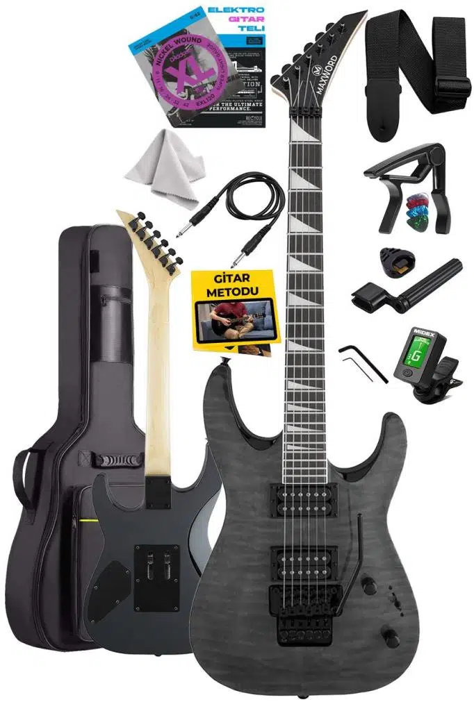 Maxword Grade Gray Rosewood Klavye HH Yüksek Kaliteli Floyde Rose Elektro Gitar Maxword Grade Gray Rosewood Klavye HH Yüksek Kaliteli Floyde Rose Elektro Gitar