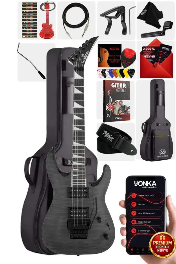 Maxword Grade Gray Rosewood Klavye HH Yüksek Kaliteli Floyde Rose Elektro Gitar Maxword Grade Gray Rosewood Klavye HH Yüksek Kaliteli Floyde Rose Elektro Gitar