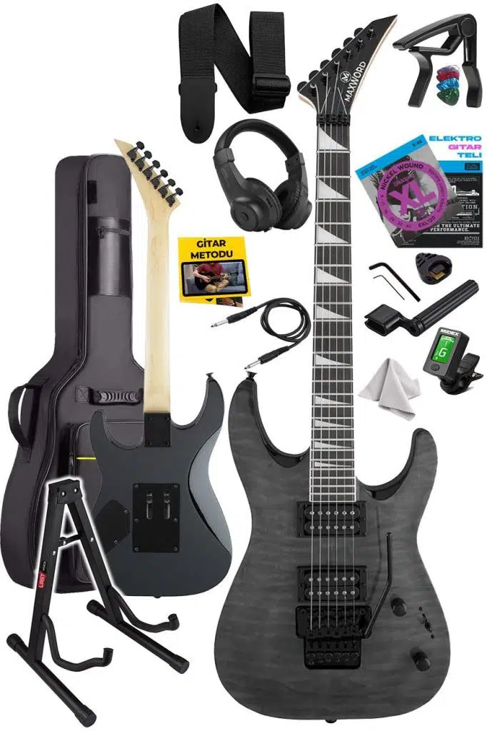 Maxword Grade-ST Gray Rosewood Klavye HH Yüksek Kaliteli Floyde Rose Elektro Gitar