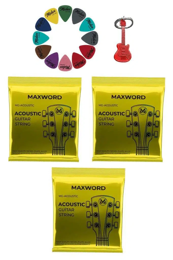 Maxword GT-Acoustic-3X Kaliteli Akustik Gitar Teli 3 Takım Set (12 Pena Hediye) Maxword GT-Acoustic-3X Kaliteli Akustik Gitar Teli 3 Takım Set (12 Pena Hediye)