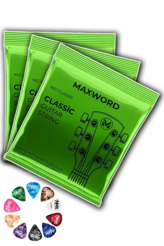 Maxword GT-Classic-3X Kaliteli Klasik Gitar Teli 3 Takım Set (12 Pena Hediye)