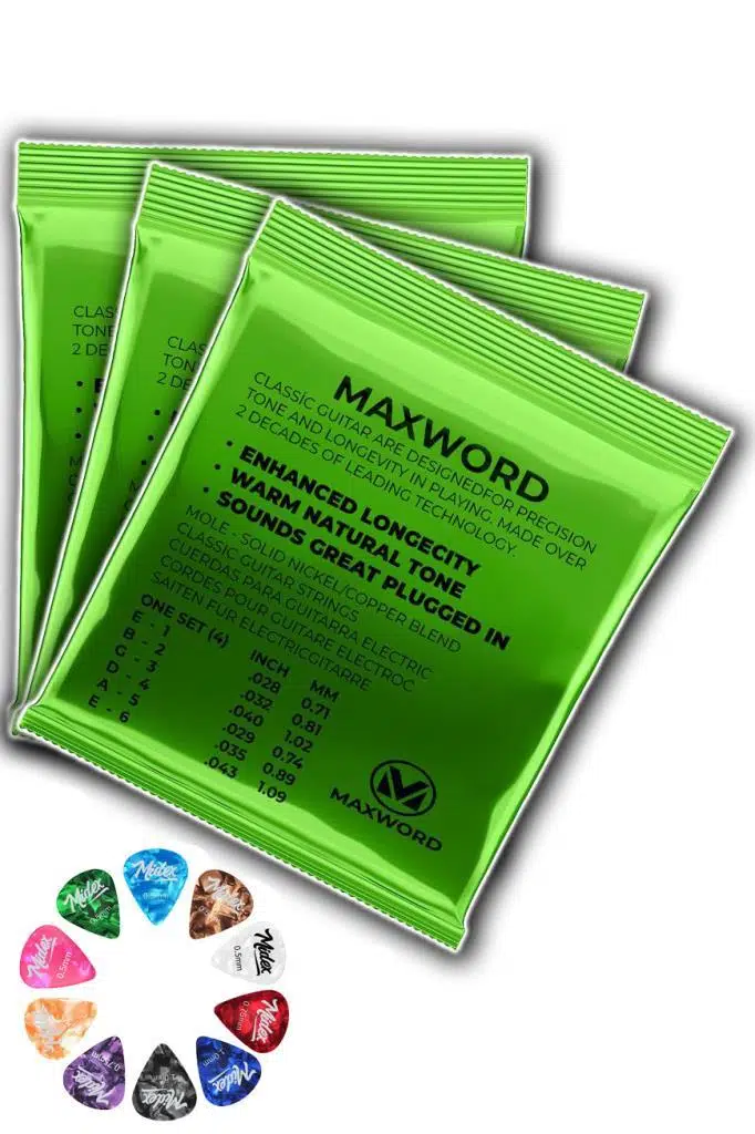 Maxword GT-Classic-3X Kaliteli Klasik Gitar Teli 3 Takım Set (12 Pena Hediye)