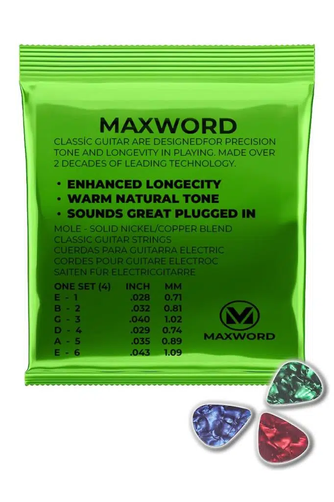 Maxword GT-Classic Kaliteli Klasik Gitar Teli 1 Takım Set (Pena Hediye)