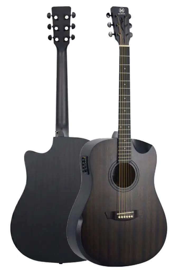 Maxword Luxury HCR-560BK-EQ Half Cutaway Elektro Akustik Gitar Seti