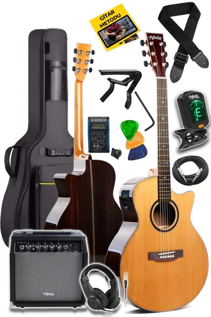 Maxword M501-EQ-AMP Profesyonel Masif Ağaç Amfili Elektro Akustik Gitar Seti üst Segment Maxword M501-EQ-AMP Profesyonel Masif Ağaç Amfili Elektro Akustik Gitar Seti üst Segment