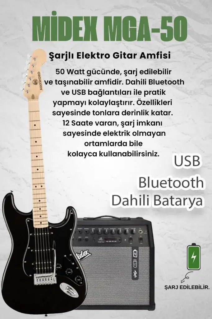 Maxword MAP-35BK-50AMP Maple Klavye SSH 50W Amfili Elektro Gitar Seti Maxword MAP-35BK-50AMP Maple Klavye SSH 50W Amfili Elektro Gitar Seti