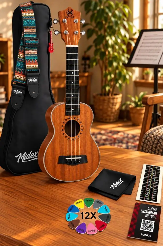 Maxword MU-21 PRO Yüksek Kaliteli Maun Soprano Ukulele Seti