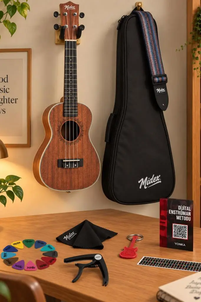 Maxword MU-24 PRO Yüksek Kaliteli Maun Concert Ukulele Seti