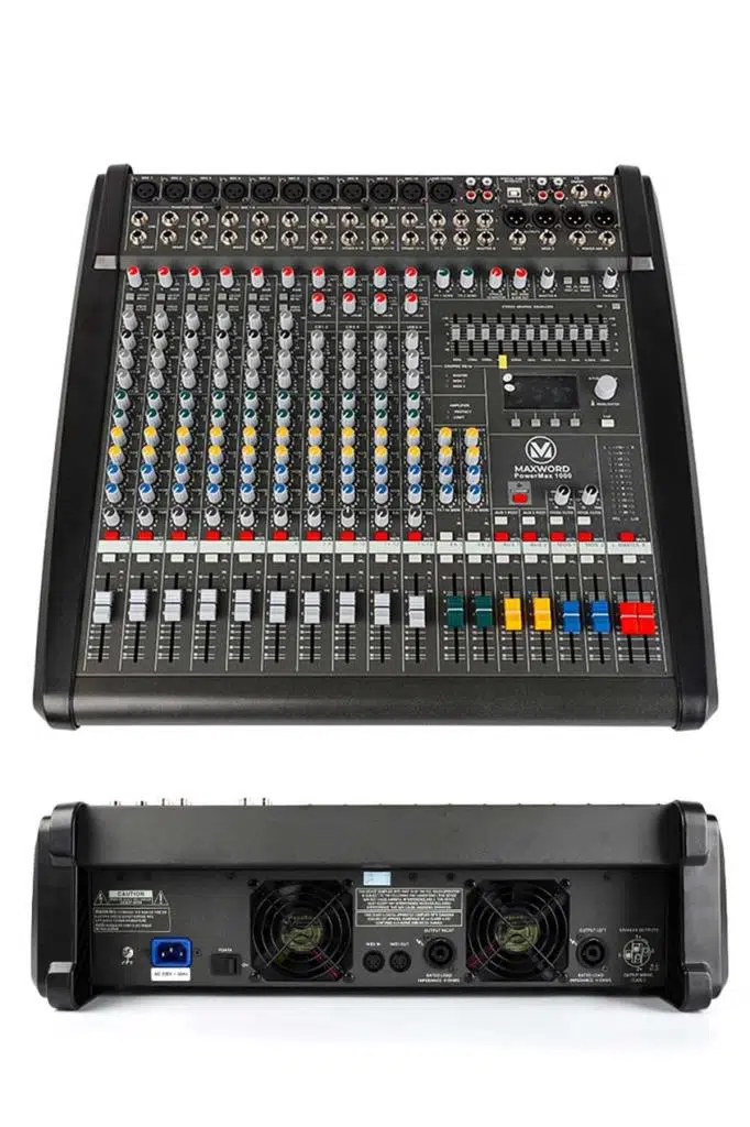 Maxword Powermax-1000 Yüksek Güçlü Power Mixer Amfili Mikser 2x1000W 2x99DSP Efekt Maxword Powermax-1000 Yüksek Güçlü Power Mixer Amfili Mikser 2x1000W 2x99DSP Efekt