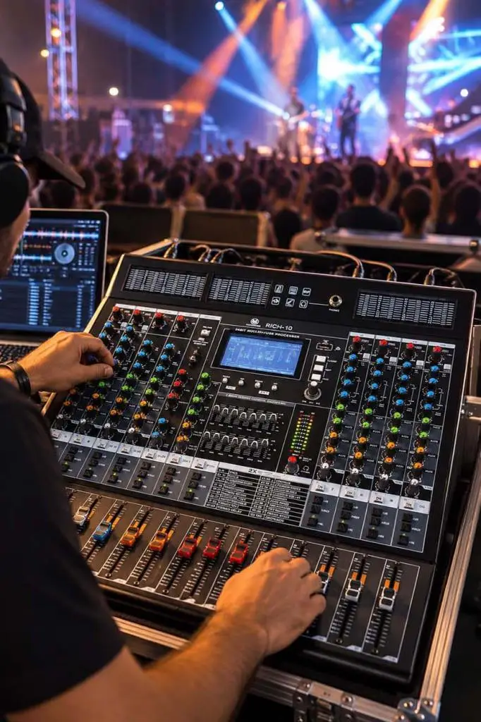 Maxword Rich-10 Ses Mikseri 10 Kanal 4 Aux G1 G2 USB Kayıt Grup Efekt Deck Mixer