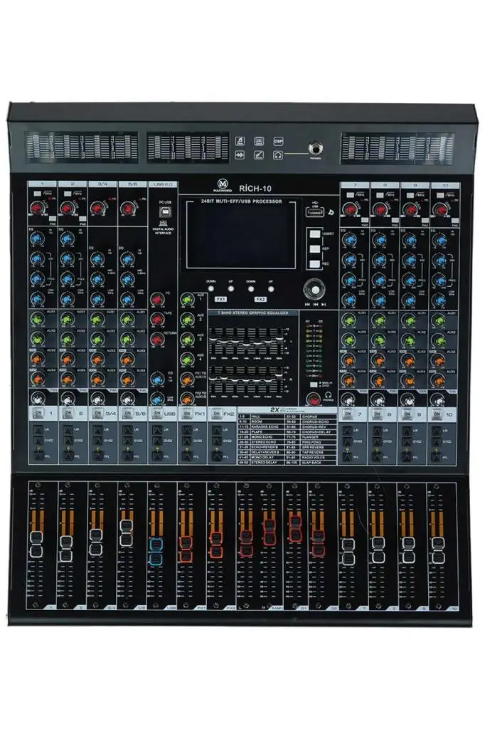 Maxword Rich-10 Ses Mikseri 10 Kanal 4 Aux G1 G2 USB Kayıt Grup Efekt Deck Mixer
