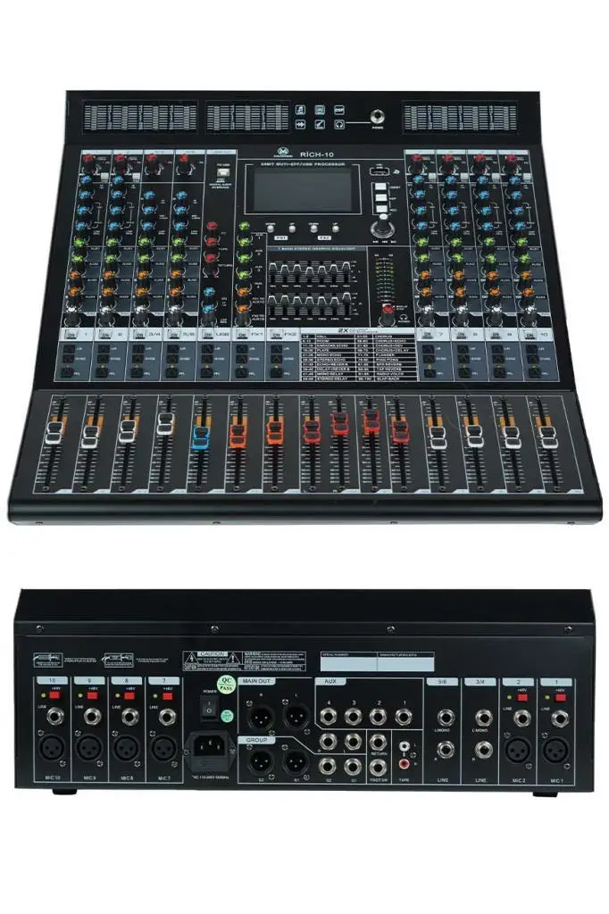 Maxword Rich-10 Ses Mikseri 10 Kanal 4 Aux G1 G2 USB Kayıt Grup Efekt Deck Mixer