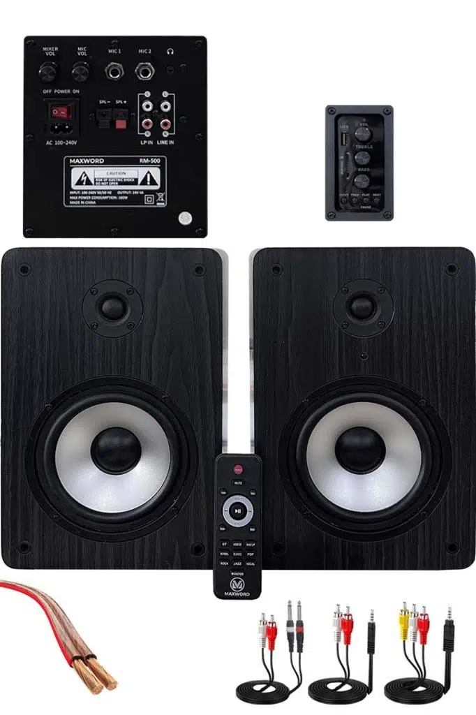 Maxword RM-500 Aktif Stüdyo Referans Monitörü 5 İNÇ ÇİFT Bluetooth USB 180 Watt