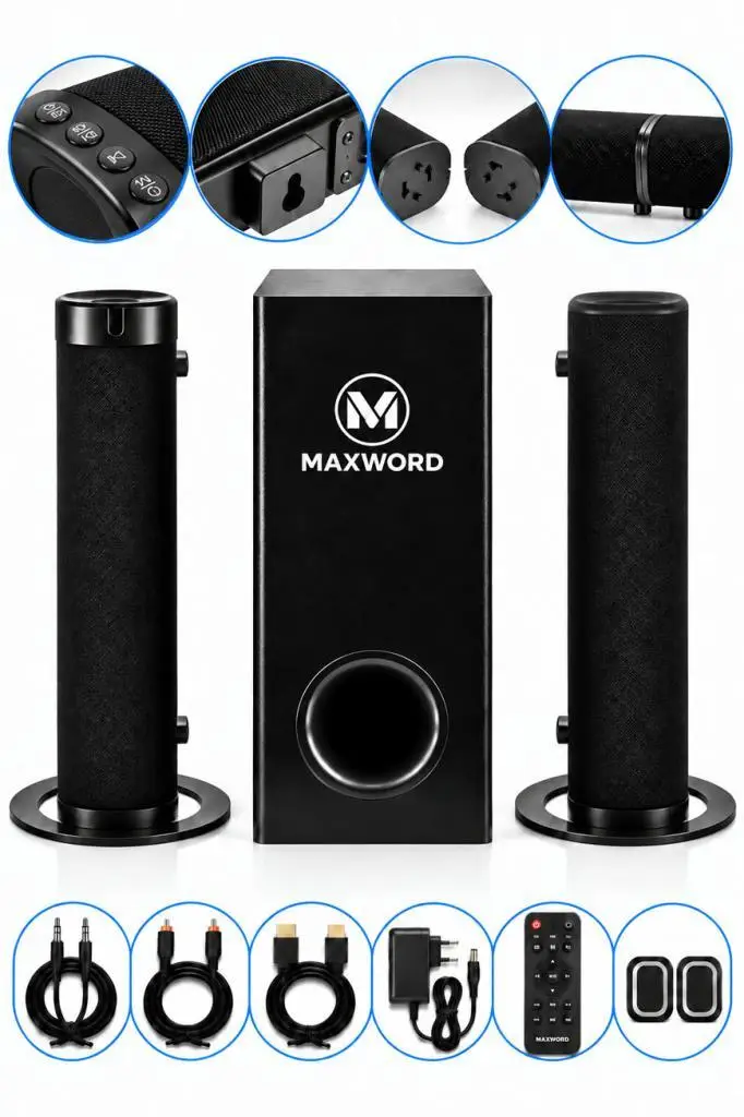 Maxword SLC-275 Bluetooth 5.3 Ayrılabilir Soundbar Subwooferlı TV Ses Sistemi HDMI ARC Optik AUX USB