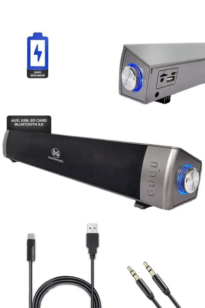Maxword SLC-40USB-BT Şarjlı Soundbar 40 Watt Bluetooth USB Şarjlı (46x7x6 cm)
