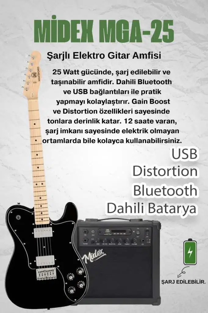 Maxword TLX-60BK-25AMP Telecaster Maple Klavye HH 25W Amfili Elektro Gitar Seti Maxword TLX-60BK-25AMP Telecaster Maple Klavye HH 25W Amfili Elektro Gitar Seti