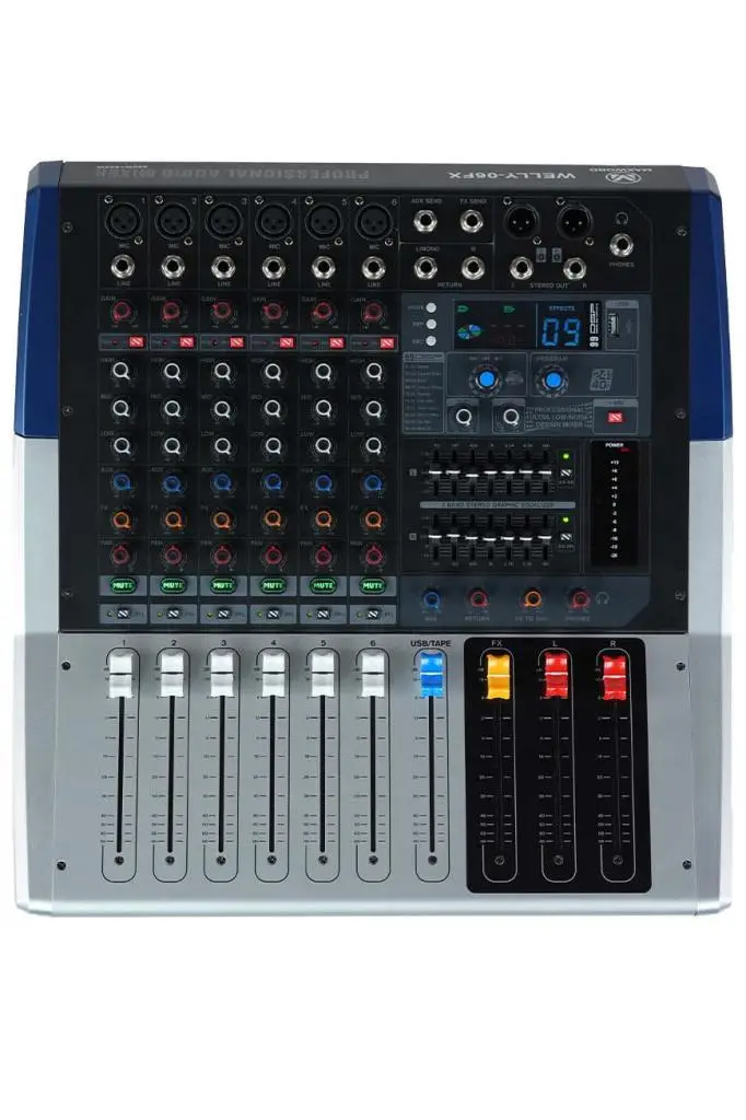 Maxword Welly-06FX Power Mixer 2x800W 6 Kanal 2x7 Bant Ekolayzır 99 DSP Efekt