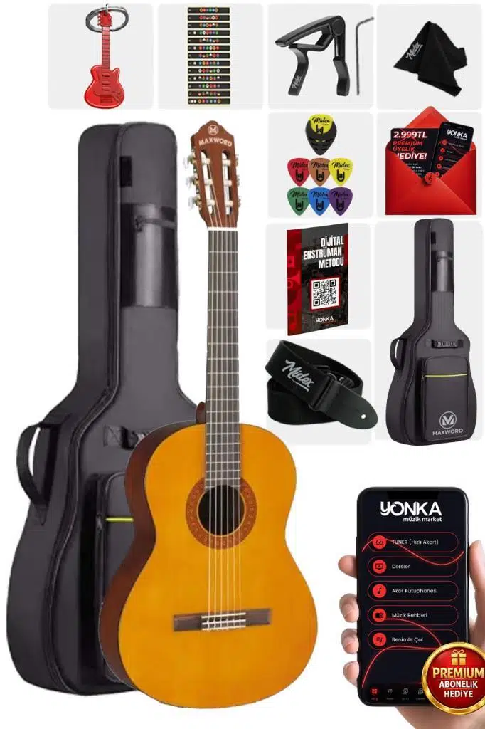 Maxword X35 Profesyonel Masif Ağaç Klasik Gitar Seti 4/4 Yetişkin Seri üst Segment