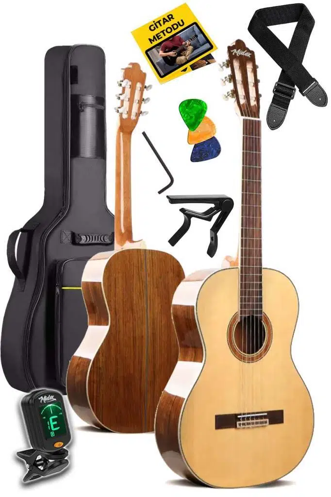 Maxword X45-EQ Ekolayzerli Profesyonel Elektro Klasik Gitar Seti Natural El Yapımı