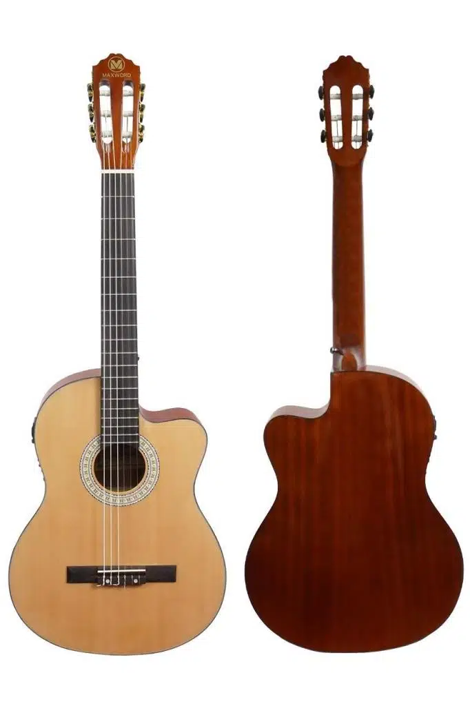 Maxword X47-EQ-AMP Profesyonel Masif Ağaç Amfili Elektro Klasik Gitar Seti Üst Segment