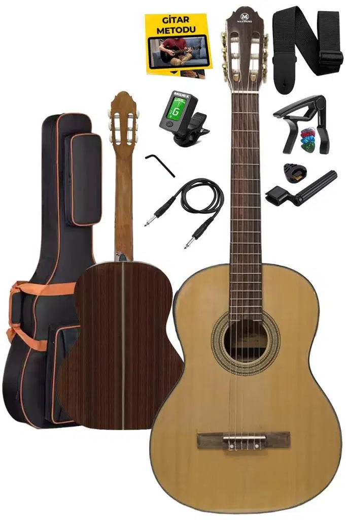 Maxword X50-EQ Profesyonel Masif Ağaç Ekolayzerli Elektro Klasik Gitar Seti 4/4 Üst Segment