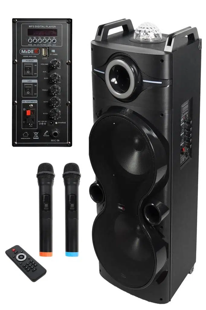 Midex 1250 Watt Kule Tipi Taşınabilir Büyük Mevlüt Anfisi Çift Mikrofonlu (MXR-1250M)