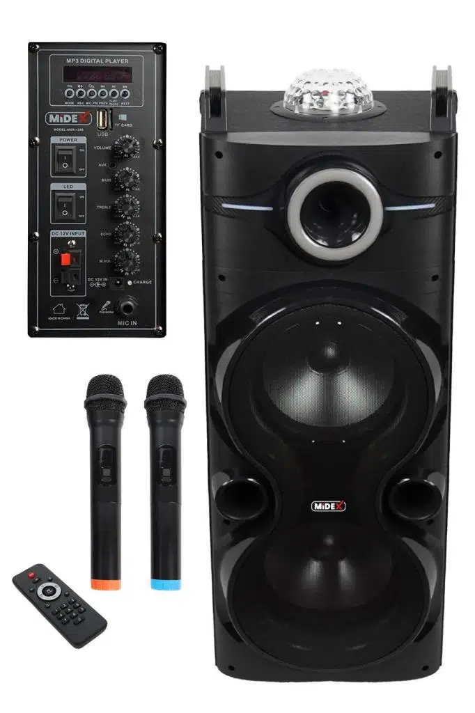 Midex 1250 Watt Kule Tipi Taşınabilir Büyük Mevlüt Anfisi Çift Mikrofonlu (MXR-1250M)
