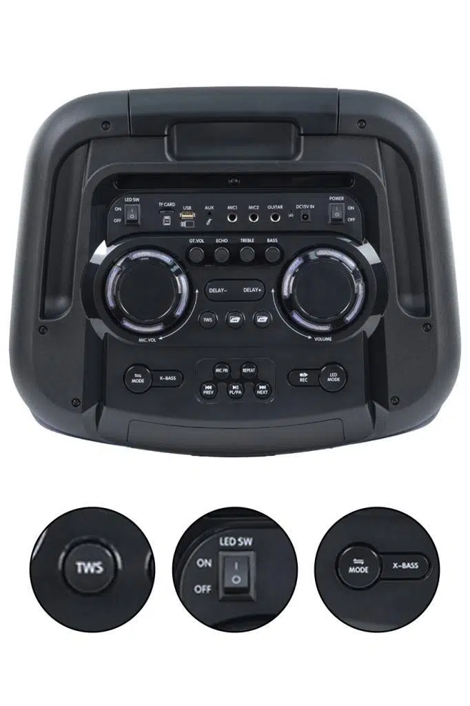 Midex 1300 Watt FM Radyolu Ekholu Kablosuz Mikrofonlu Şarjlı Mevlüt Anfisi MXR-1300