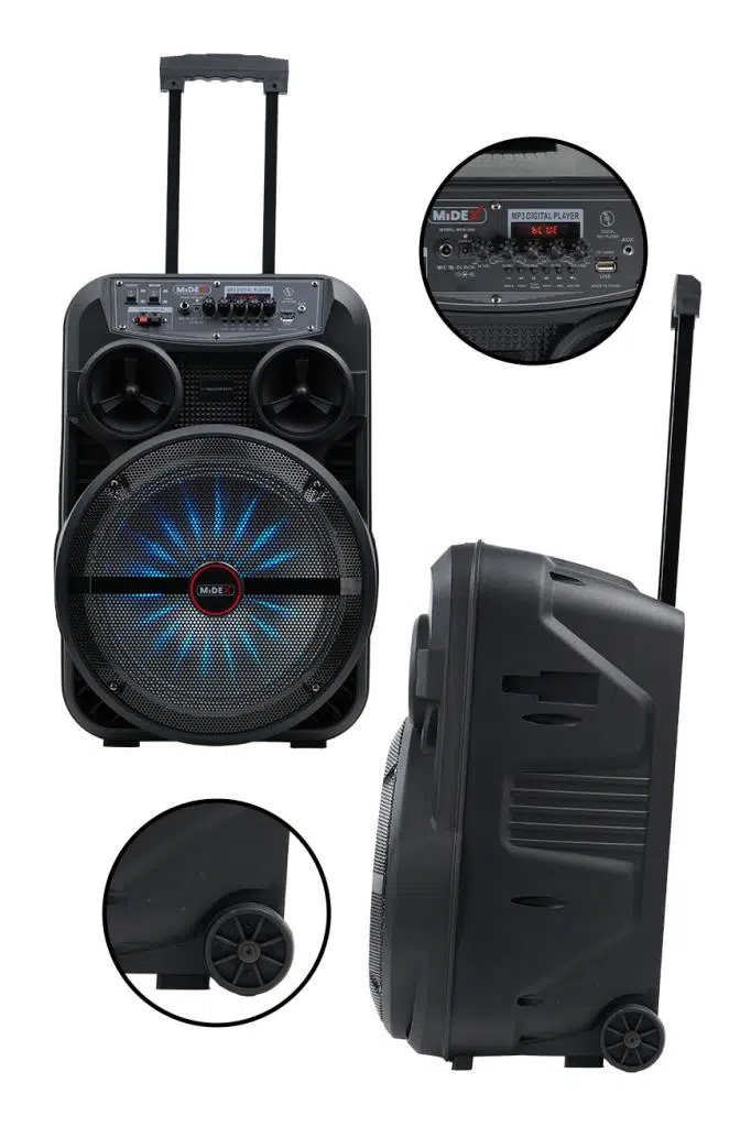 Midex 280 Watt Portatif Taşınabilir Karaoke Eğlence Mikrofonlu Ses Sistemi MXR-280 (Bluetooth Kayıt Usb Şarjlı)