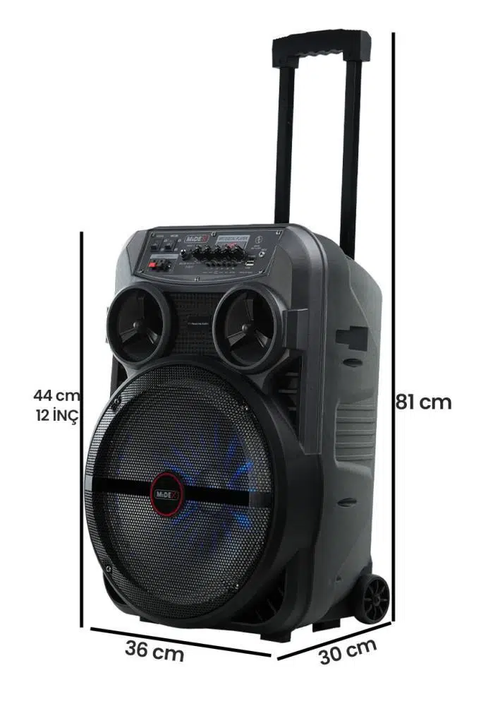 Midex 280 Watt Portatif Taşınabilir Karaoke Eğlence Mikrofonlu Ses Sistemi MXR-280 (Bluetooth Kayıt Usb Şarjlı)