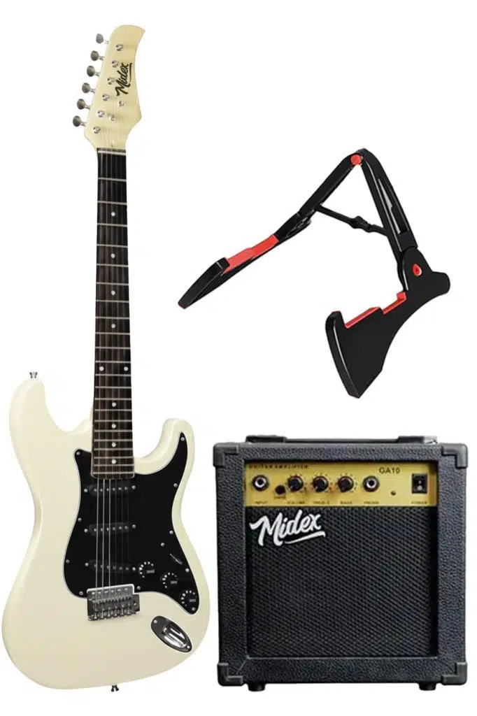 Midex AGE-80WH Amfili Full Elektro Gitar Seti 4/4 Yetişkin 39 İnç White