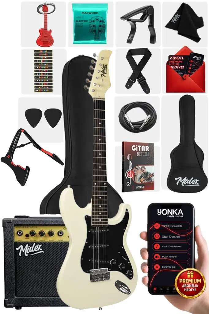 Midex AGE-80WH Amfili Full Elektro Gitar Seti 4/4 Yetişkin 39 İnç White Midex AGE-80WH Amfili Full Elektro Gitar Seti 4/4 Yetişkin 39 İnç White