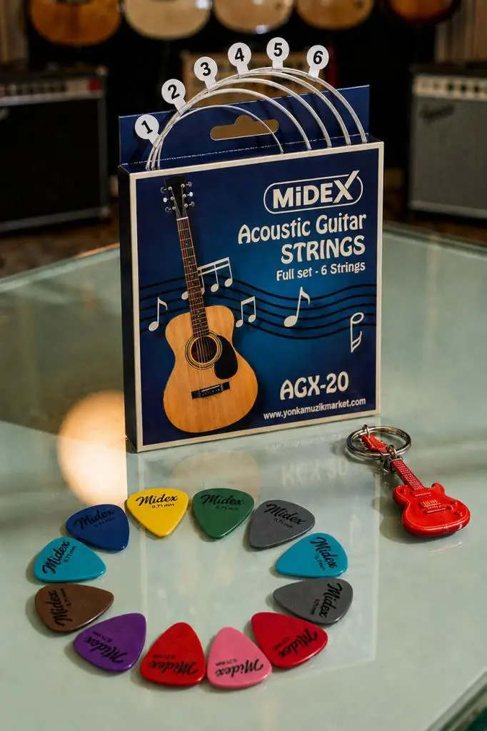 Midex AGX-20 Akustik Gitar Teli Takımı ve Pena Seti