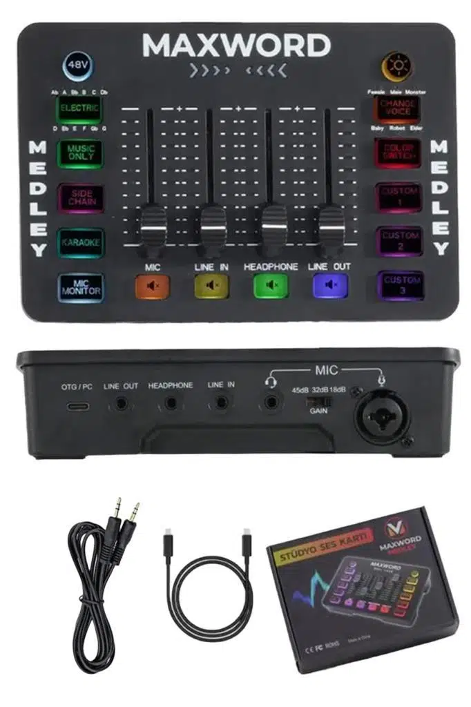 Midex Arcade Pack-3 MEDLEY Ses Kartı ve MX-2020 Mikrofon Gaming Canlı Yayın Stüdyo Seti Midex Arcade Pack-3 MEDLEY Ses Kartı ve MX-2020 Mikrofon Gaming Canlı Yayın Stüdyo Seti