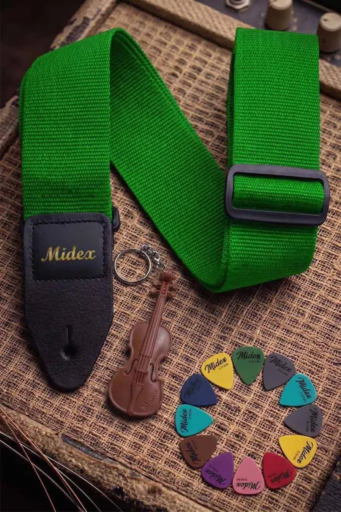 Midex ASM-26GR Gitar Omuz Askısı Yeşil Renk 89-155cm (Pena Hediye)