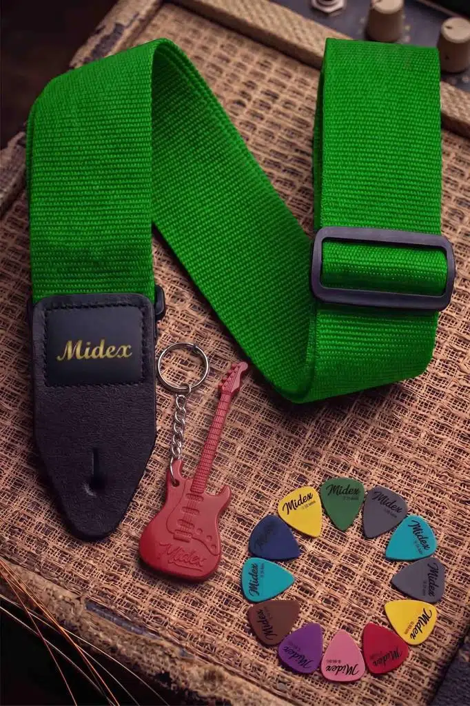 Midex ASM-26GR Gitar Omuz Askısı Yeşil Renk 89-155cm (Pena Hediye)