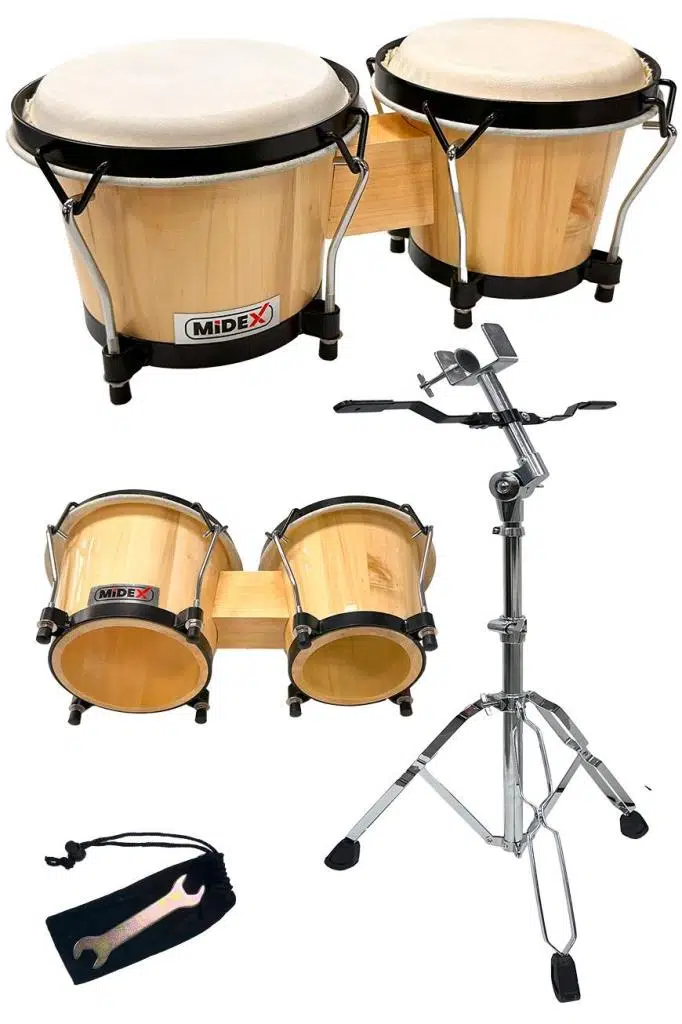 Midex BG-210ST Standlı Naturel Bongo Siam Meşesi Doğal Deri Midex BG-210ST Standlı Naturel Bongo Siam Meşesi Doğal Deri