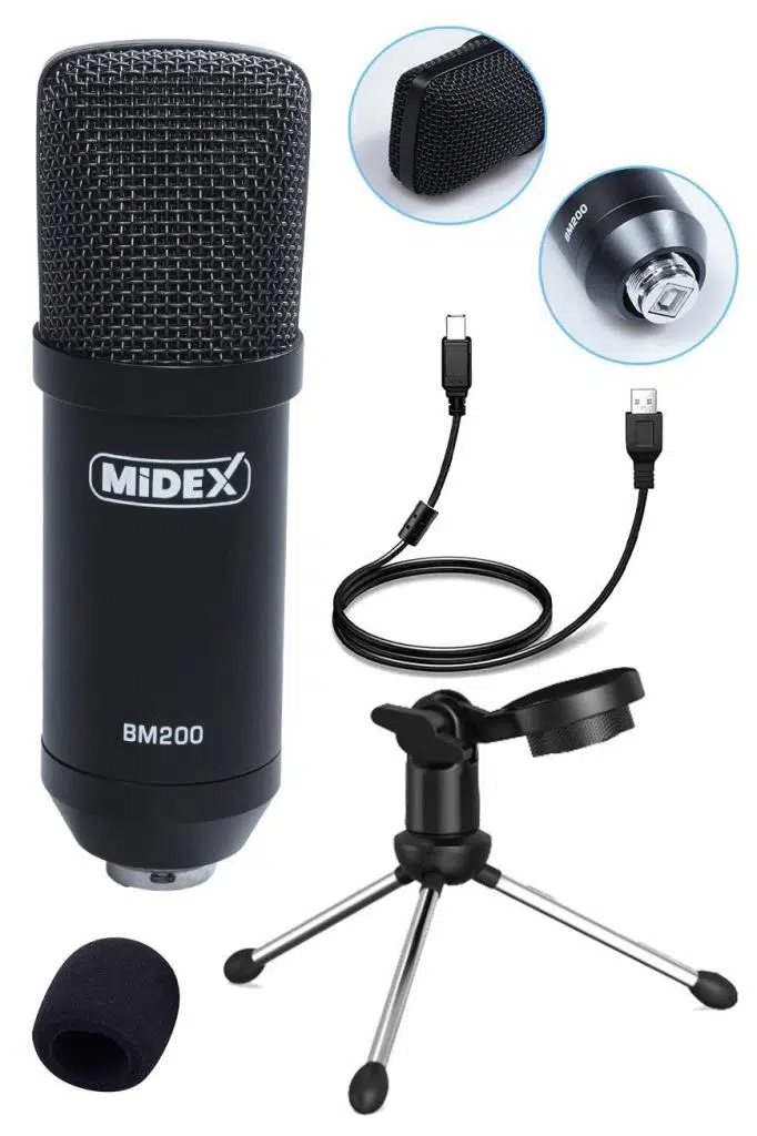 Midex BM-200 USB Kardioid Condenser Stüdyo USB Mikrofon
