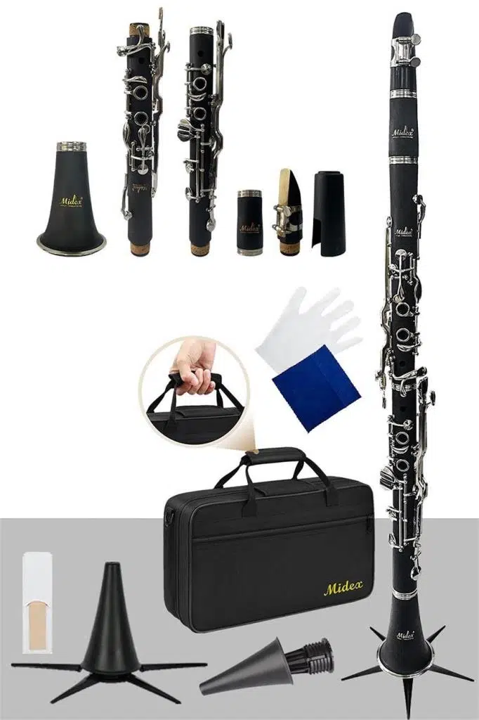 Midex BNS-4000 Pak Sol Klarnet 4 Yüzüklü Standlı Full Set Midex BNS-4000 Pak Sol Klarnet 4 Yüzüklü Standlı Full Set