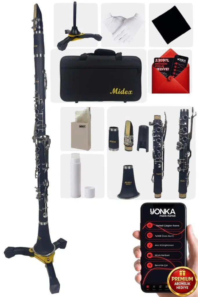 Midex BNS-6000 Pak Sol Klarnet 6 Yüzüklü (10 ADET KAMIŞ + STAND Full Aksesuar) Midex BNS-6000 Pak Sol Klarnet 6 Yüzüklü (10 ADET KAMIŞ + STAND Full Aksesuar)