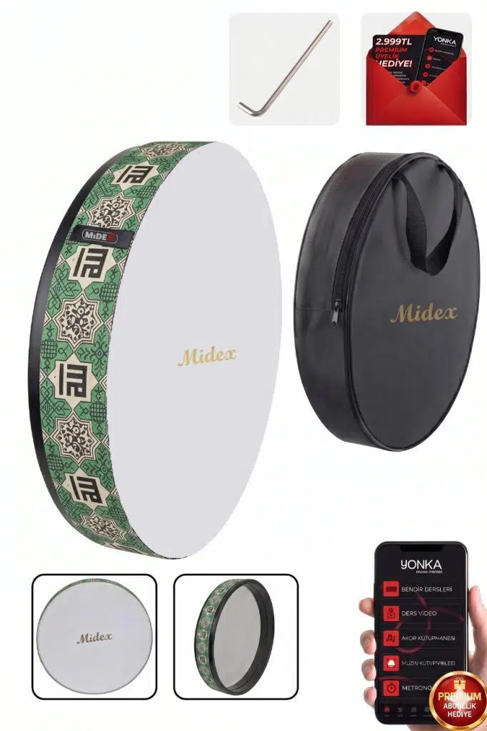 Midex BR-411 Kaliteli Bendir Def Akort Ayarlı EL Tutma Oyuklu Çantalı