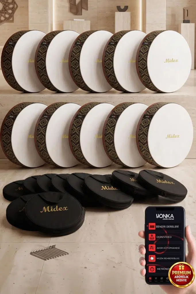 Midex BR-510X 10'lu Bendir Def Toptan Paket Akort Ayarlı EL Tutma Oyuklu Çantalı Midex BR-510X 10'lu Bendir Def Toptan Paket Akort Ayarlı EL Tutma Oyuklu Çantalı