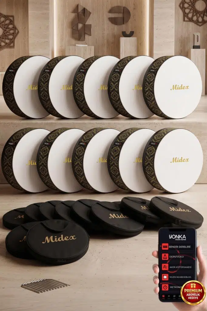 Midex BR-511X 10'lu Bendir Def Toptan Paket Akort Ayarlı EL Tutma Oyuklu Çantalı
