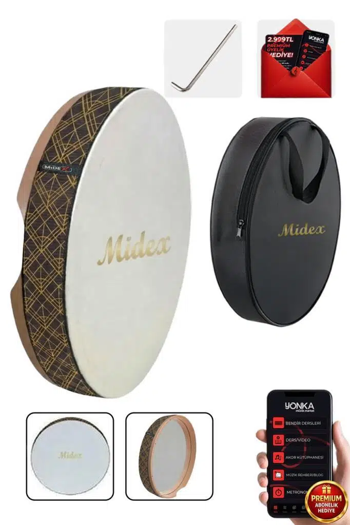 Midex BR-710 Kaliteli Bendir Def Akort Ayarlı EL Tutma Oyuklu Çantalı