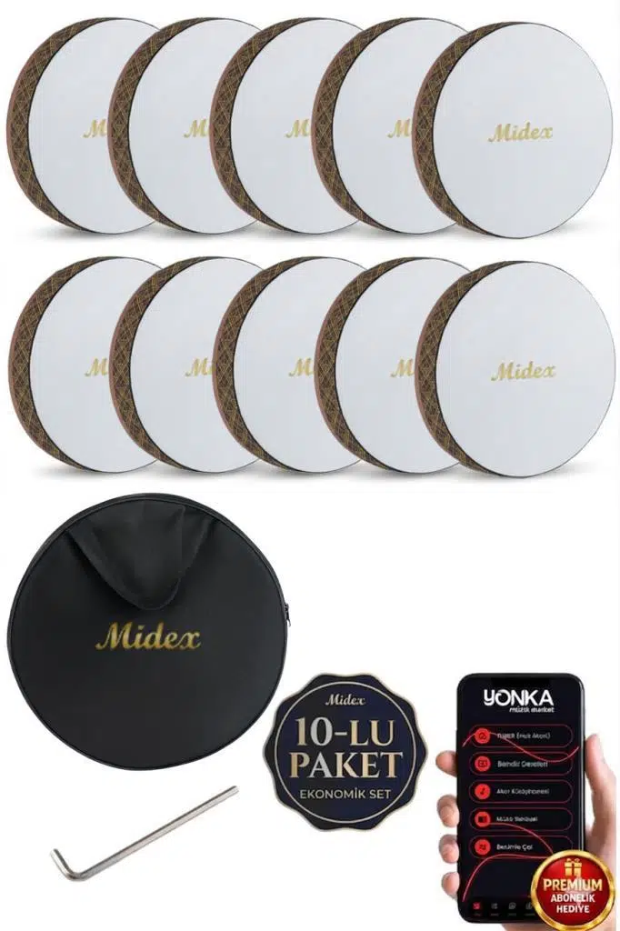 Midex BR-710X 10'lu Bendir Def Toptan Paket Akort Ayarlı EL Tutma Oyuklu Çantalı