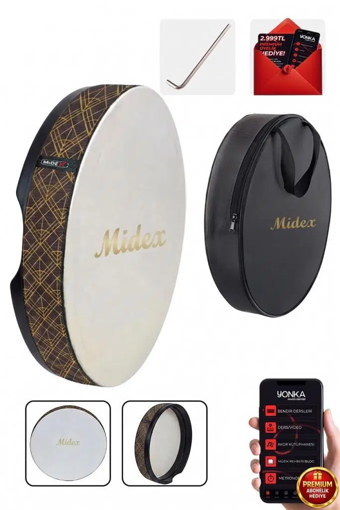 Midex BR-711 Kaliteli Bendir Def Akort Ayarlı EL Tutma Oyuklu Çantalı Midex BR-711 Kaliteli Bendir Def Akort Ayarlı EL Tutma Oyuklu Çantalı