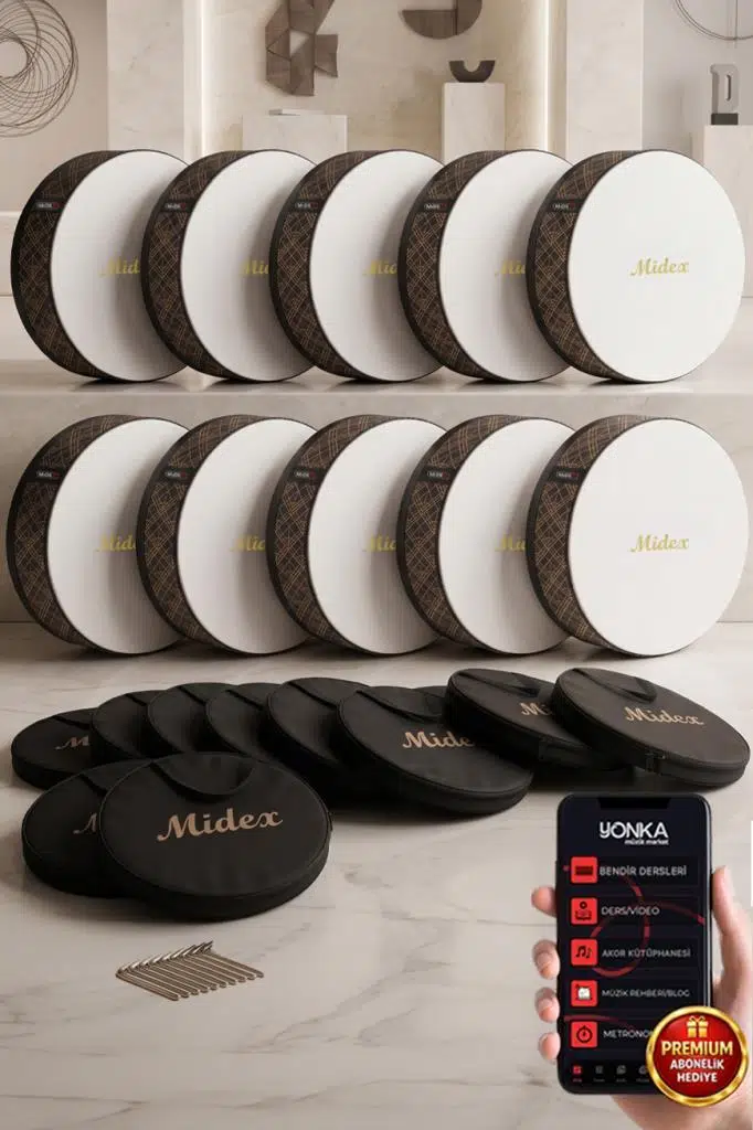 Midex BR-711X 10'lu Bendir Def Toptan Paket Akort Ayarlı EL Tutma Oyuklu Çantalı Midex BR-711X 10'lu Bendir Def Toptan Paket Akort Ayarlı EL Tutma Oyuklu Çantalı