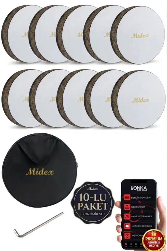 Midex BR-711X 10'lu Bendir Def Toptan Paket Akort Ayarlı EL Tutma Oyuklu Çantalı Midex BR-711X 10'lu Bendir Def Toptan Paket Akort Ayarlı EL Tutma Oyuklu Çantalı