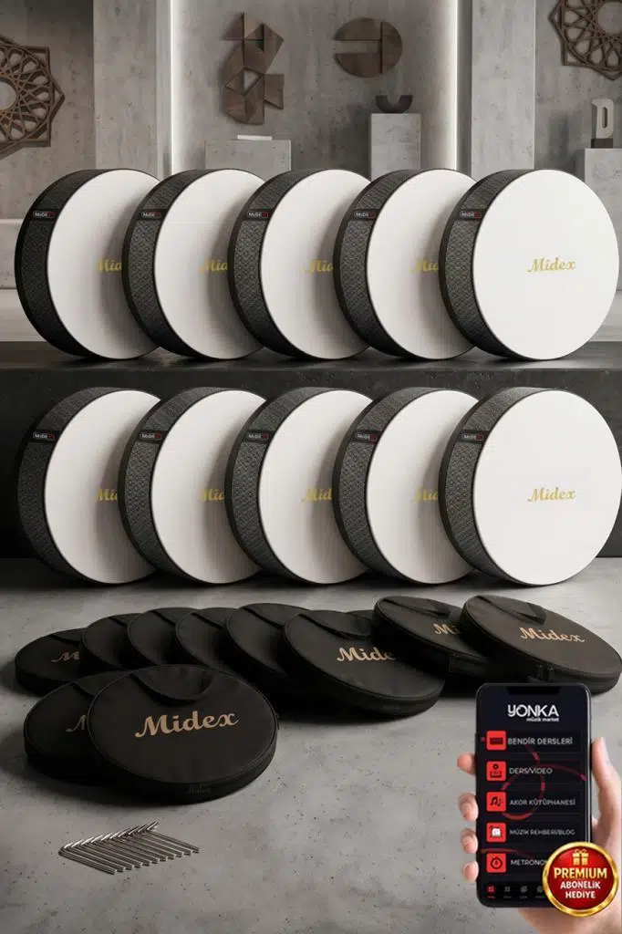 Midex BR-811X 10'lu Bendir Def Toptan Paket Akort Ayarlı EL Tutma Oyuklu Çantalı Midex BR-811X 10'lu Bendir Def Toptan Paket Akort Ayarlı EL Tutma Oyuklu Çantalı