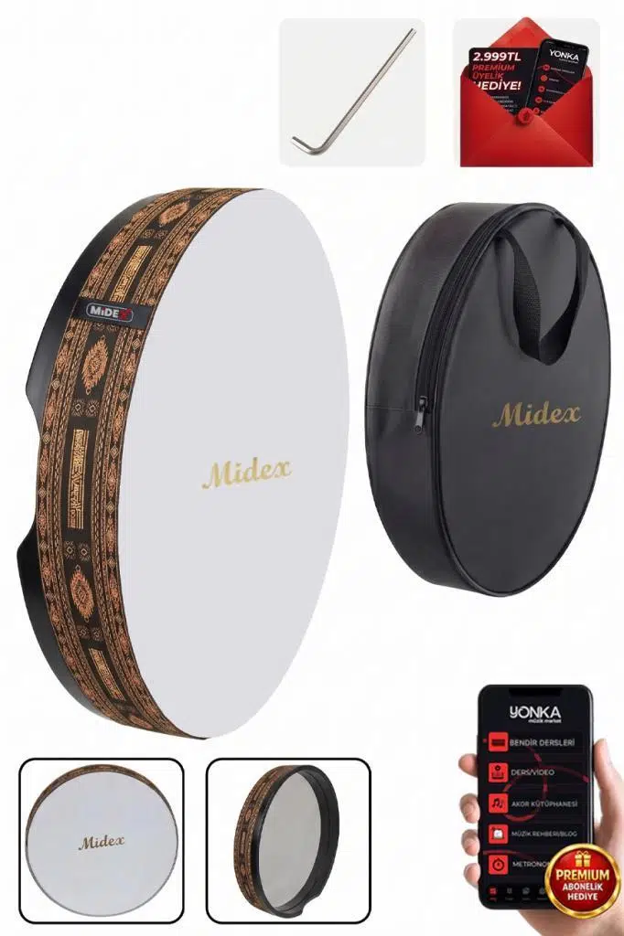 Midex BR-911 Kaliteli Bendir Def Akort Ayarlı EL Tutma Oyuklu Çantalı Midex BR-911 Kaliteli Bendir Def Akort Ayarlı EL Tutma Oyuklu Çantalı